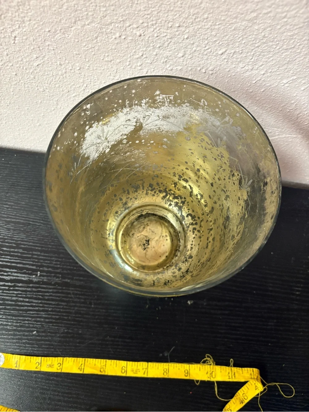Mercury Glass Hurricane Candle Holder Etched Silver Decorative Vase
